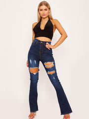 Delannte Flare -Jeans ausfransen