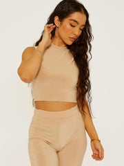 Slinky High Neck Cropped Top