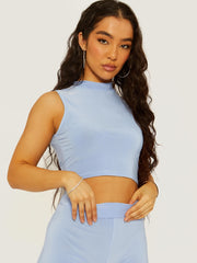Slinky High Neck Cropped Top