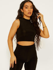 Slinky High Neck Cropped Top
