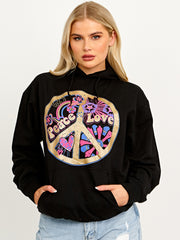 Peace Love Graphic Print hoodie