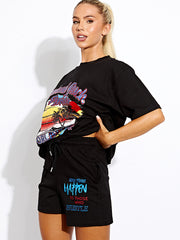 Coordenina de camiseta y pantalones de gran tamaño de Miami Beach