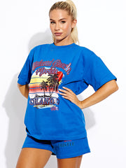 Coordenina de camiseta y pantalones de gran tamaño de Miami Beach