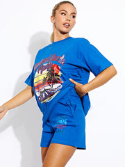 Coordenina de camiseta y pantalones de gran tamaño de Miami Beach