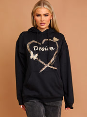 Wens hart grafische print hoodie