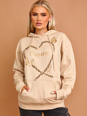 Wens hart grafische print hoodie