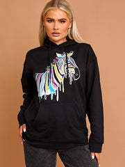 Zebra grafische print hoodie