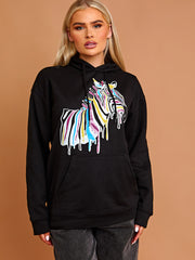 Zebra grafische print hoodie