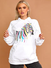 Zebra grafische print hoodie