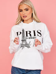 Parijse grafische print hoodie