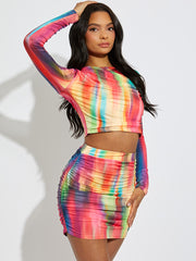 Tie-Dye Wrap Front Crop Top & Skirt Co-ord